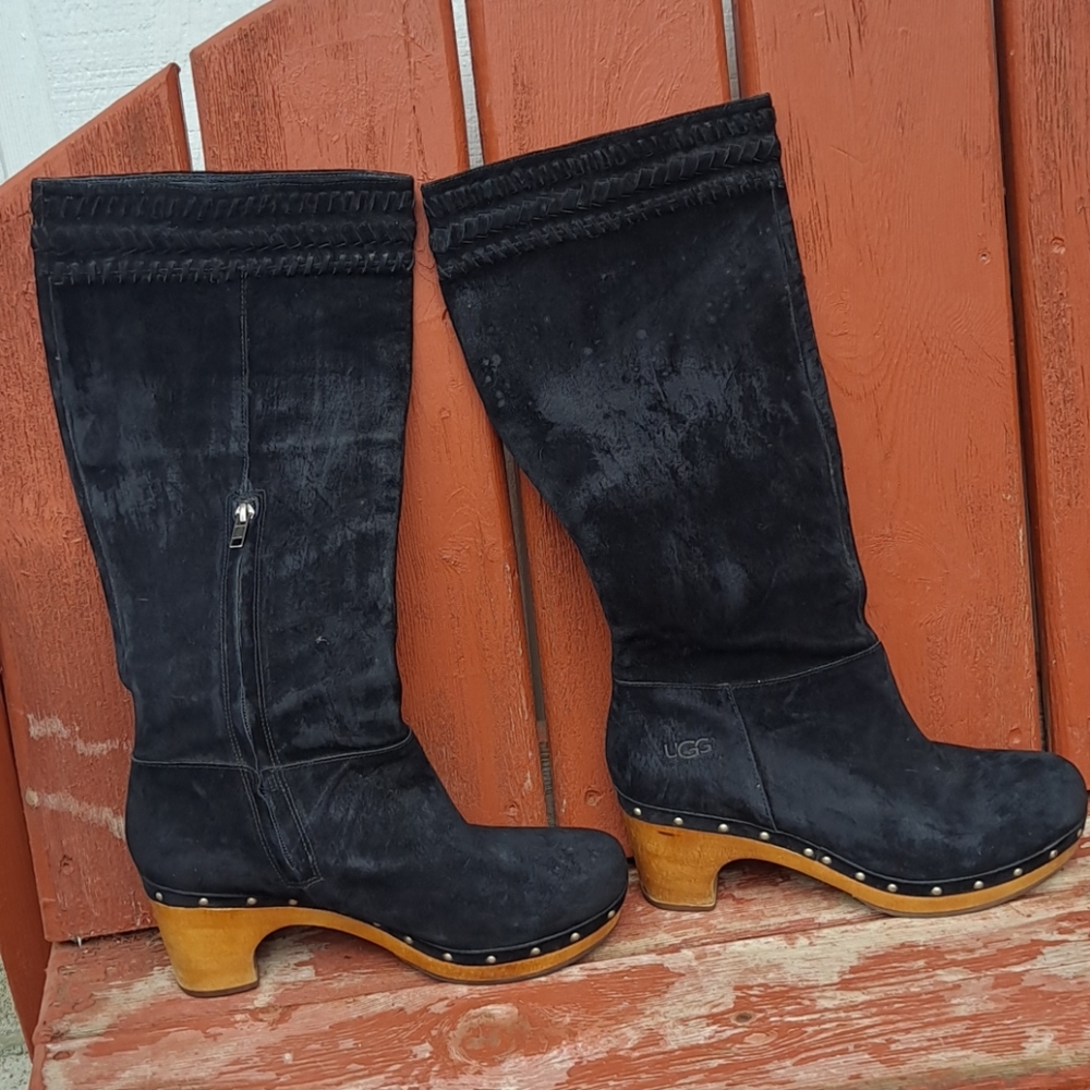 Unique 2 inch wood heel suede Ugg boots